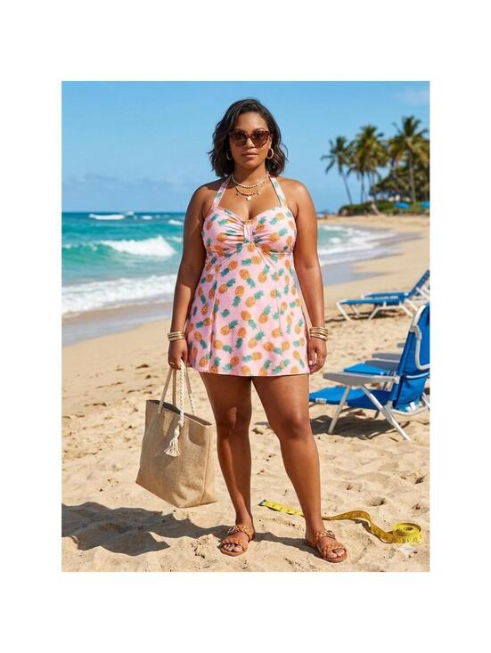 Collectif x Playful Promises Other - Collectif x Playful Promises Pineapple Pink Swim Dress US 16 Retro Pinup Style